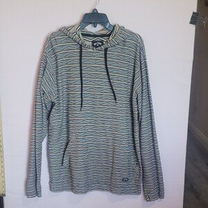 Hoodie Size Large Brown Striped Lg Front Pocket Drawstring Unisex BILLABONG